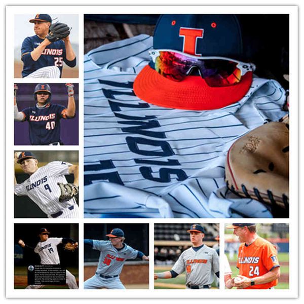 XflspCollege Custom Illinois Fighting Illini Baseball Jersey 29 Cody Sedlock 10 Tanner Roark 9 Bren Spillane Kyle Hudson 15 Taylor Jackson 4 Cam