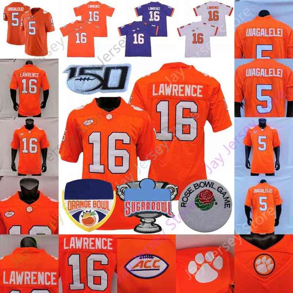 

2020 ncaa college football jersey clemson 5 d.j. uiagalelei 16 trevor lawrence, Black
