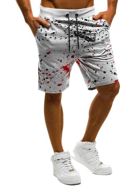 

men splatter paint print drawstring shorts w9i2#, White;black
