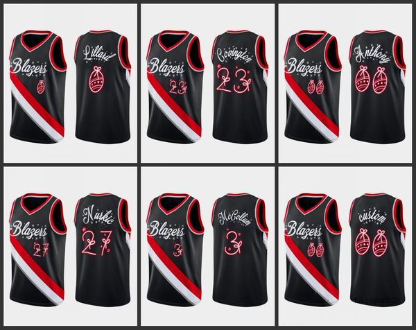 

portland's trail's blazers men damian lillard carmelo anthony c.j. mccollum jusuf nurkic custom christmas night festive special ed, Black