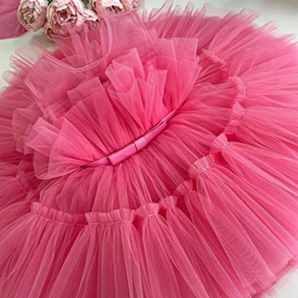 Vestiti da ragazza Vestito da principessa per bambina da bambina per matrimonio Nato 1 anno di compleanno Soffici abiti in tulle 12 mesi Costume da fiocco rosa per bambina