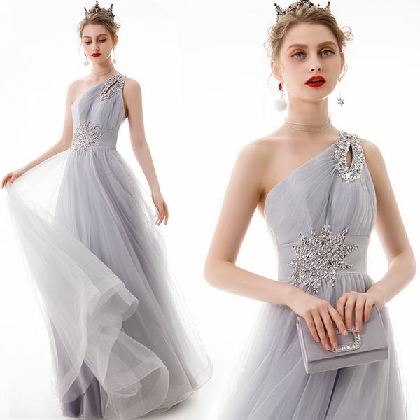 

light purple sequins a-line prom dresses princess sleeveless one shoulder sequins puff strapless beaded tulle lace appliques party gowns plu, Black