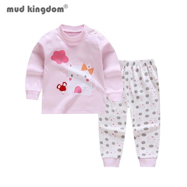 

mudkingdom boy girl pajama set cartoon long sleeve underwear elastic waist pants outfits for kids clothes autumn spring 220715, White