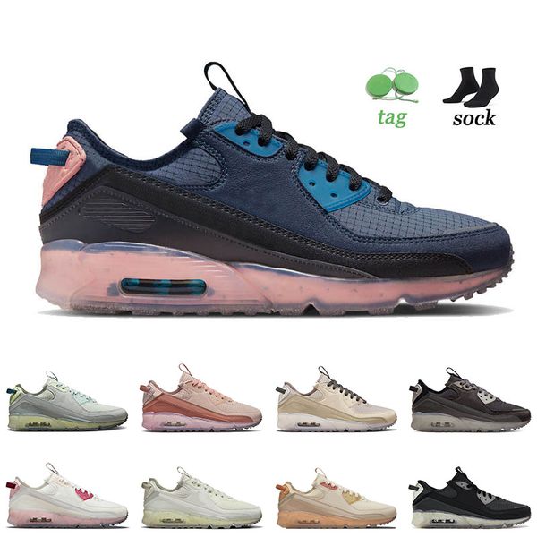 

90 terrascape 90s running shoes obsidian mens women designer light bone grey haze dark teal green seafoam pomegranate for men tennis trainer