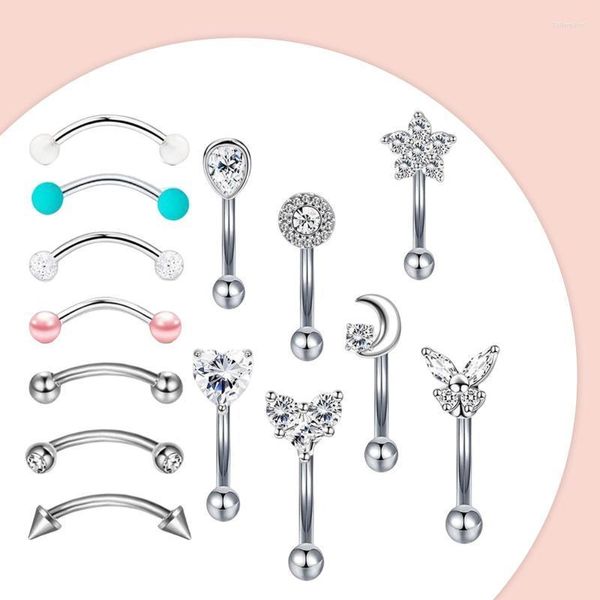 Stud Cowebrow Barbell Küpe Yüzük Kulak Piercing Bar Paslanmaz Çelik Kavisli Halka Erkekler için Kadınlar Studstud Farl22