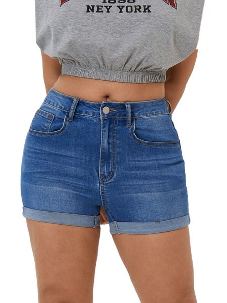 

petite medium washed roll up hem denim shorts e9ik#, White;black