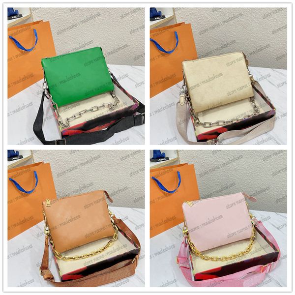 

coussin pm camel/black/pink/green/cream shoulder bag monograms embossed handbag womens designer handle bag with thick gold-color chain luxur