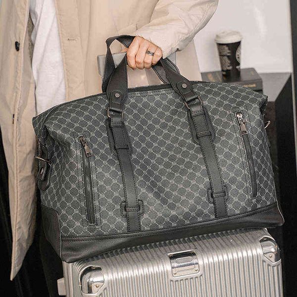 

duffel bags large capacity casual fashion checkered travel bag 220626