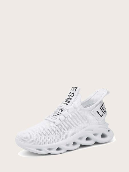 

boys letter graphic knit panel sneakers she, Black