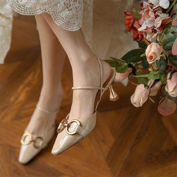 

sandal modis baru hak tinggi tipis wanita penutup pergelangan kaki ujung lancip sepatu aprikot kasual pesta elegan untuk 220611, Black