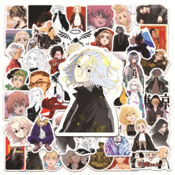 

waterproof 10/30/50pcs anime tokyo revengers stickers cartoon decals skateboard lapluggage car phone cool waterproof sticker kids toy car st