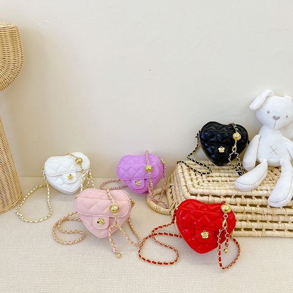 

fashion kids backpack heart shaped rhomboid bag solid color handbags adjustable strap coin purse festival gift 22dja d3