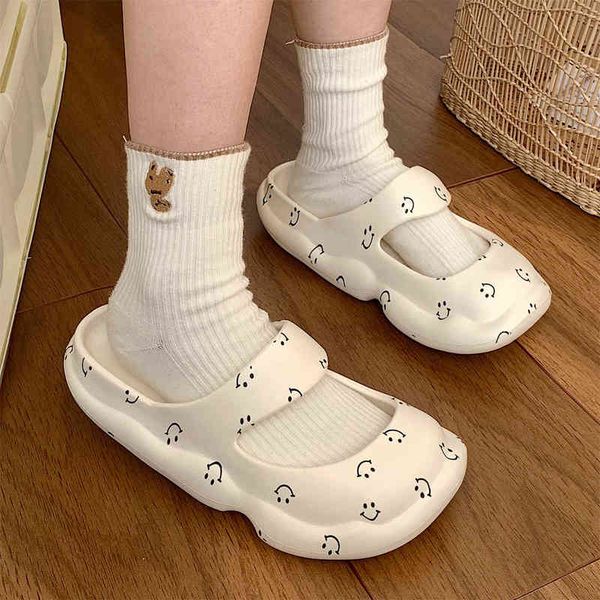 

new fashion retro couple mary jane sandals eva material light and cute thick bottom non-slip indoor and outdoor trendy women's s t22072, Black