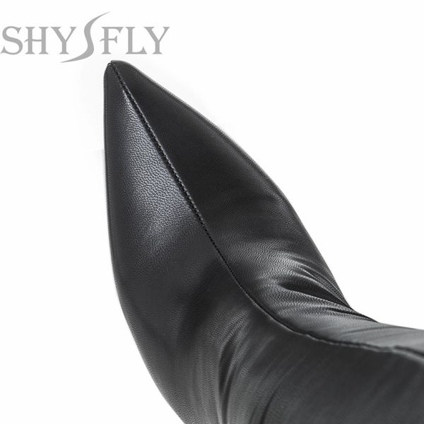 

2022high heels fashion thigh boots women fetish pointed toes stiletto heel full zipper over-the-knee long boots patent black plus size