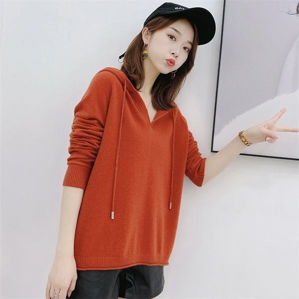 

women's casual solid hooded pocket long sleeve pullover sweatshirt blouse for femaleblack lj201102, Black