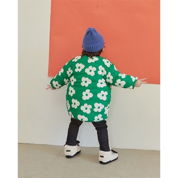 RJ Winter Kids Down Jacket para meninos meninas fofas estampas de flor fofa dupla desgaste de 2 lados casaco grosso e espesso roupas de bebê lj201203