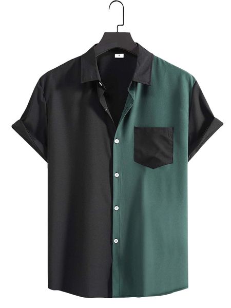 

men colorblock button through shirt q4bv#, White;black