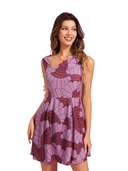 

x sangeetha allover print asymmetrical neck dress y6zf#, Black;gray