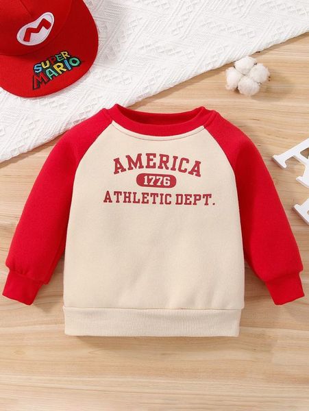 

baby letter graphic contrast raglan sleeve thermal sweatshirt she, Black