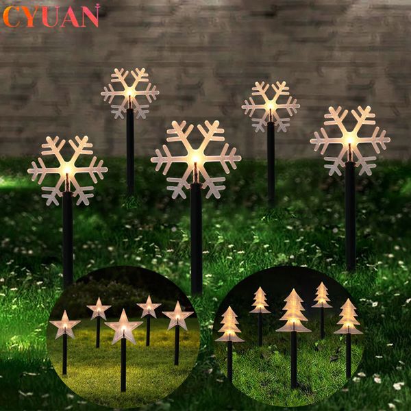 5pcs Luci del giardino di Natale Fiocco di neve Albero di Natale Stella Ornamenti di luce notturna all'aperto Decorazioni natalizie per la casa Natal 201027