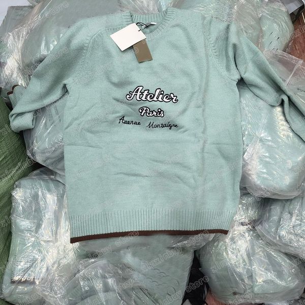 

22ss mens designers sweaters luxury men womens jacquard letter man paris crew neck long sleeve green gray white s-xl, White;black