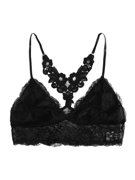 

plus floral lace appliques bralette 20uk#, Black;white