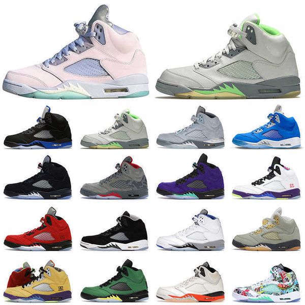 

men basketball shoes 5 5s easter shattered backboard bluebird green bean what the mens trainers sports sneakers, Black