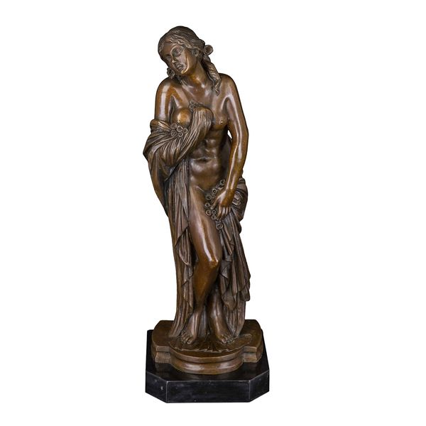

woman bronze statue western bare female sculpture art bedroom decoration, Silver