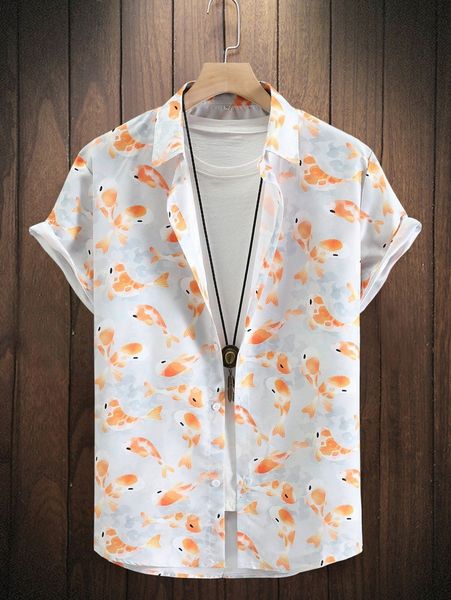 

men random fish print shirt without tee e0vo#, White;black
