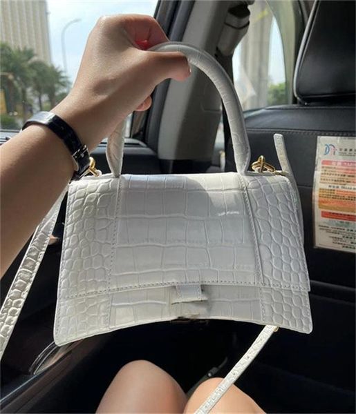 

bag handbags luxury designer bag hourglass women's new french high sense of retro crocodile pattern one shoulder cross-body