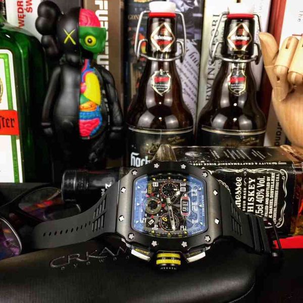 

luxury mens mechanics watches richa milles wristwatch business leisure rm11-03 fully automatic mechanical watch tape men's watch, Slivery;brown