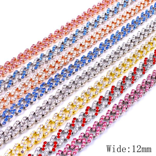 

chains 11.11 one piece cuban link chain necklace for women iced out 12mm gold silver choker men's neck jewelry 2022