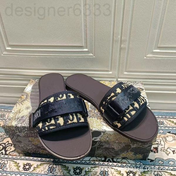

sandals designer high version d home spring and summer webbing flat bottom slippers women wear color matching open toe magic clip sandals oz, Black