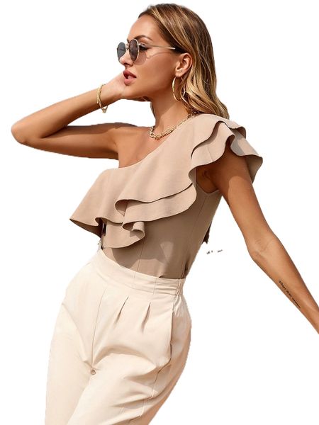 

r.uffle detail o.ne s.houlder b.louse s3ah#, White