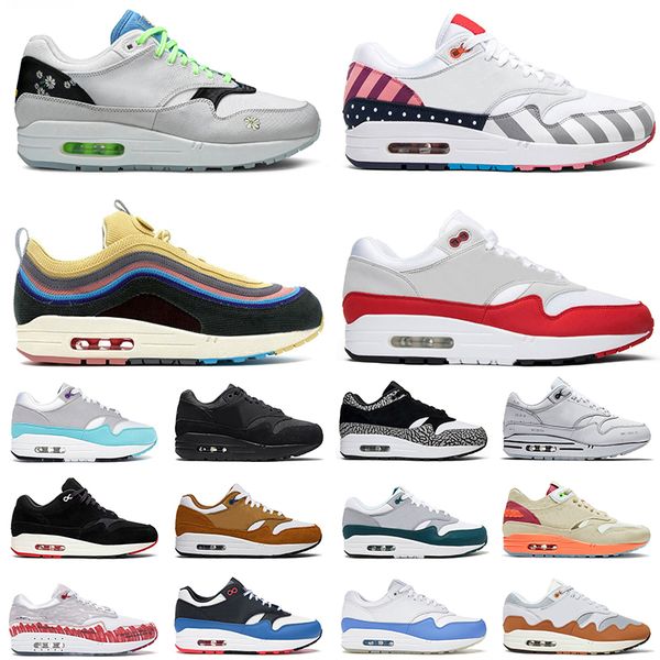 

1 bred 1s men running shoes daisy white university blue noise aqua kiss of death mens trainer sneakers size 36-45