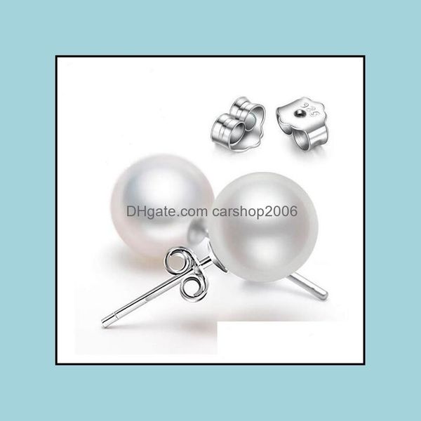 

stud earrings jewelry new 6mm/8mm/10mm imitation pearl 925 sier plated for wedding party beige color drop delivery 2021 jytqs, Golden;silver