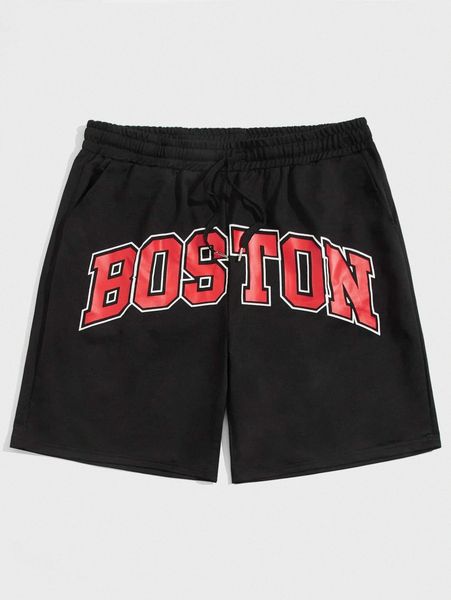 

romwe guys letter drawstring shorts 02fm#, White;black