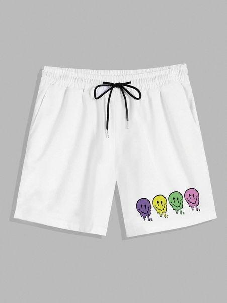 

romwe guys cartoon graphic drawstring shorts x6j5#, White;black