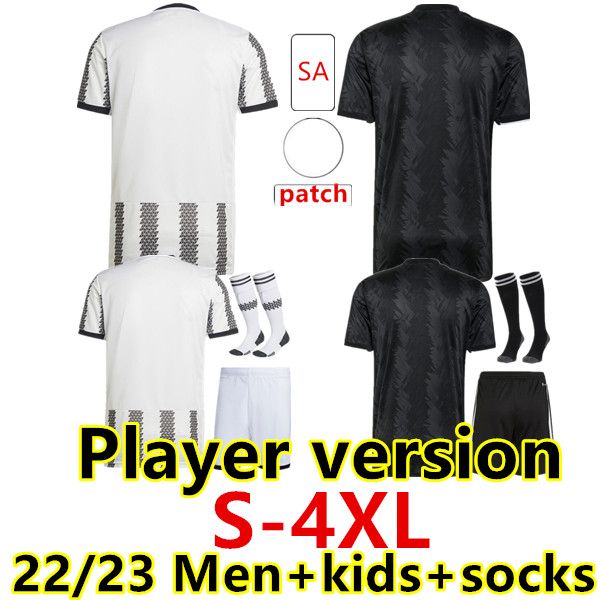 

s-4xl fans player version 22 23 soccer jersey new season home white away black football shirt 2022 2023 men kids socks camiseta de futbol, Black;yellow