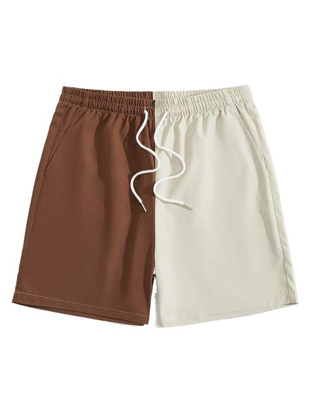 

romwe guys two tone drawstring shorts f5km#, White;black