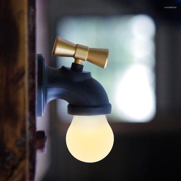 Lampade da parete Lampada con rubinetto creativo Luce notturna DC 5V Ricarica USB Sensore sonoro Sala studio Camera da letto Comodino Casa calda
