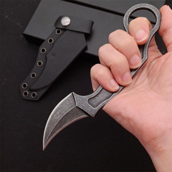 Sabit Blade Taktik Bıçak D2 Taş Yıkama Blade Kydex ile Tam Tang Çelik Kolu Bıçakları