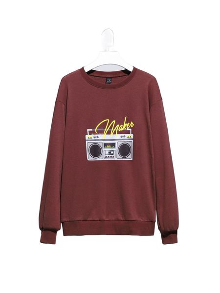 

x eddy audio & letter graphic sweatshirt a0an#, Black
