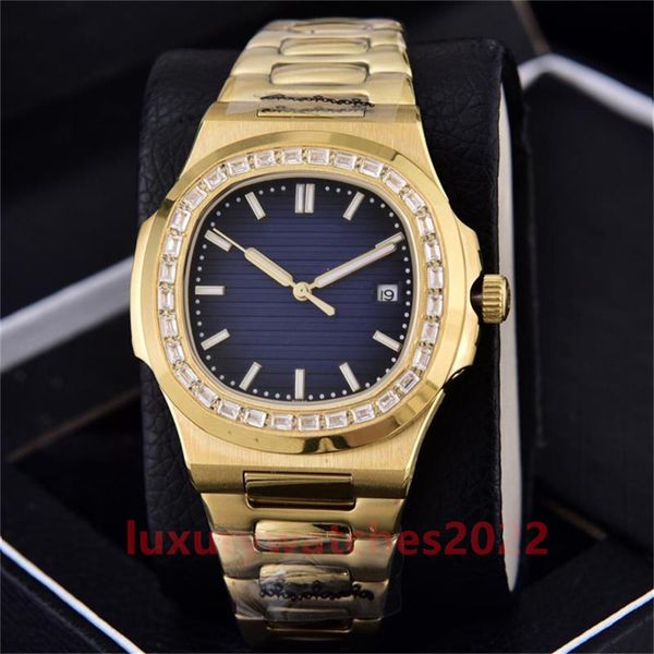 

6 colors 40mm watch 40mm 18k gold transparent back diamond bezel 5711 self-winding automatic movement date mens wristwatch, Slivery;brown