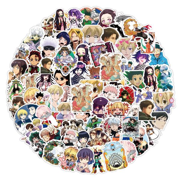 

new waterproof 10/30/50/100pcs mix anime jujutsu kaisen demon slayer cartoon stickers lapmotorcycle phone bike guitar kid toy sticker sticke