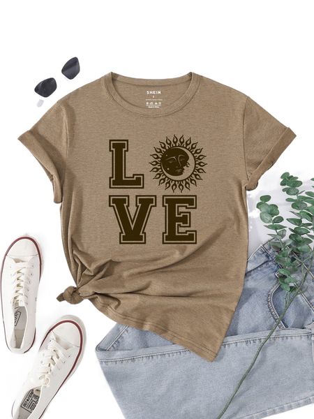 

sun & moon & letter graphic tee l6wc#, White