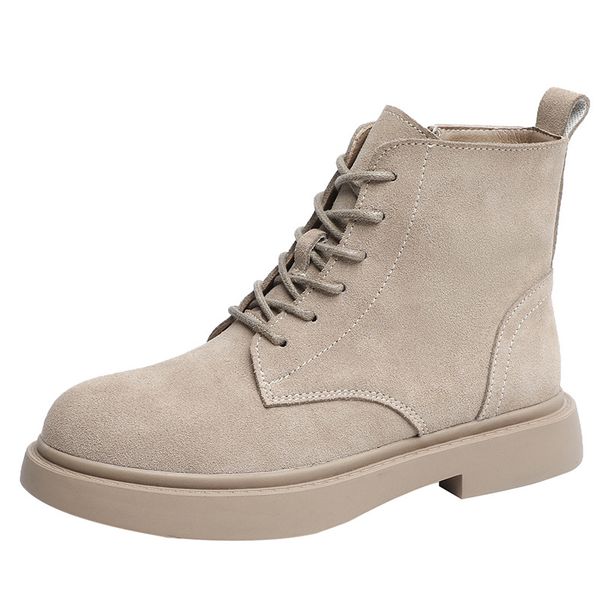 

ankle boots suede leather women flat platform short boots ladies shoes fashion autumn winter boots #lahxz-4, Black