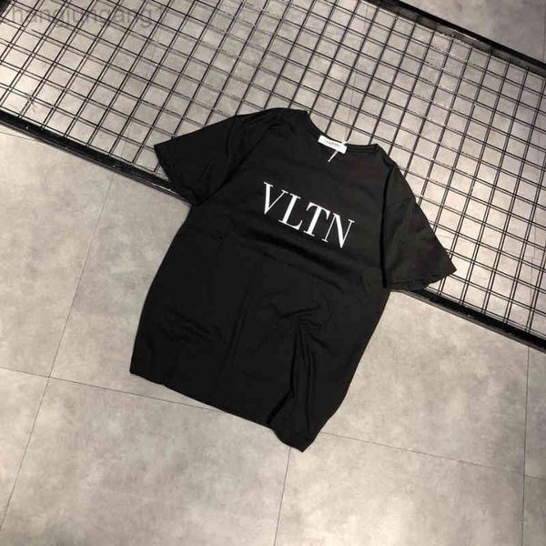 

designer new warren vlts spring and summer round neck short sve loose vltn men and women lovers pure cotton information t-shirt fashion bran, White;black