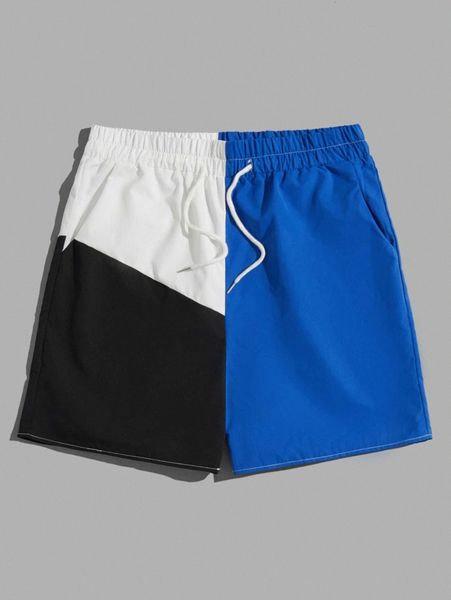 

romwe guys colorblock shorts d9lo#, White;black