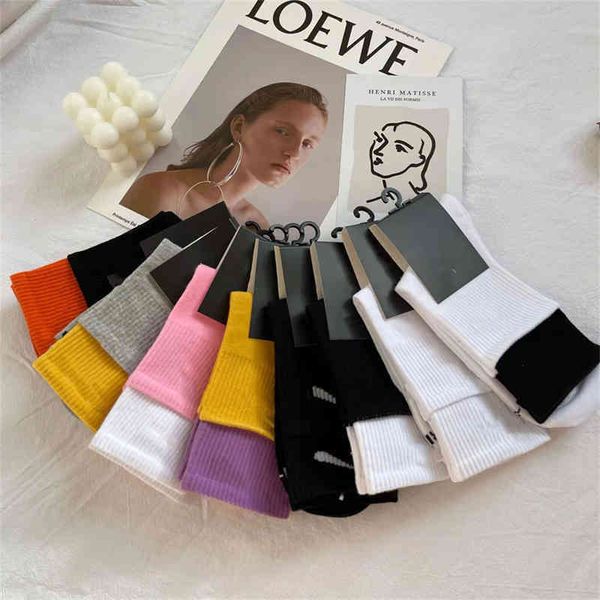 

men socks women cotton classic ankle letter breathable black and white mixing football basketball sports sock cge5